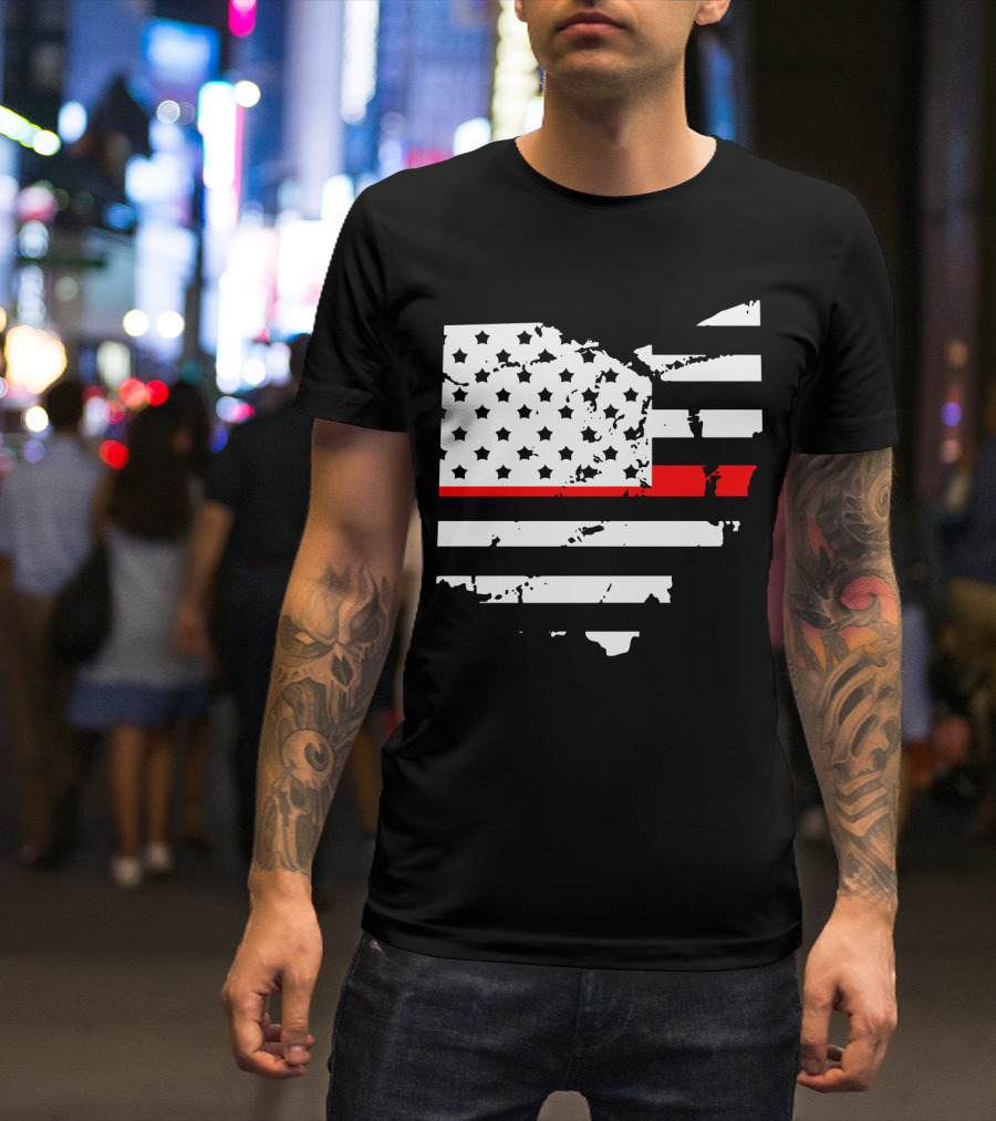Thin Red Line Flag Ohio Firefighter Support T-Shirt