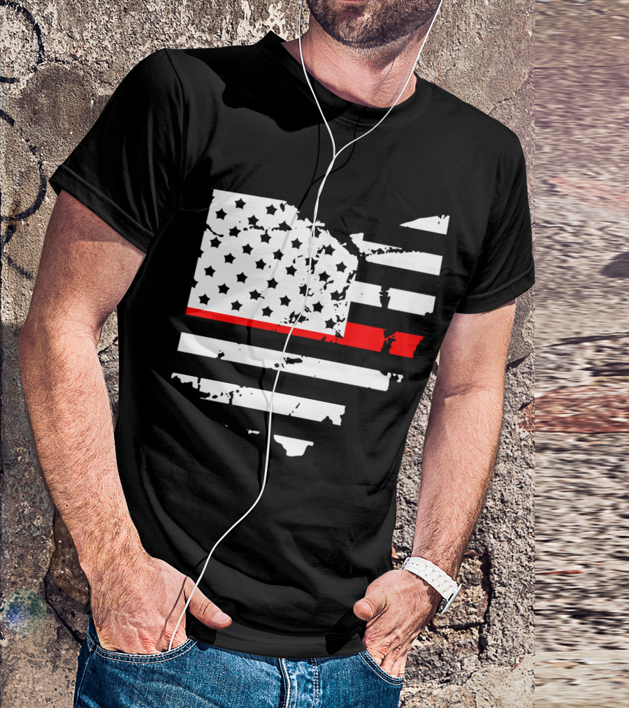Thin Red Line Flag Ohio Firefighter Support T-Shirt