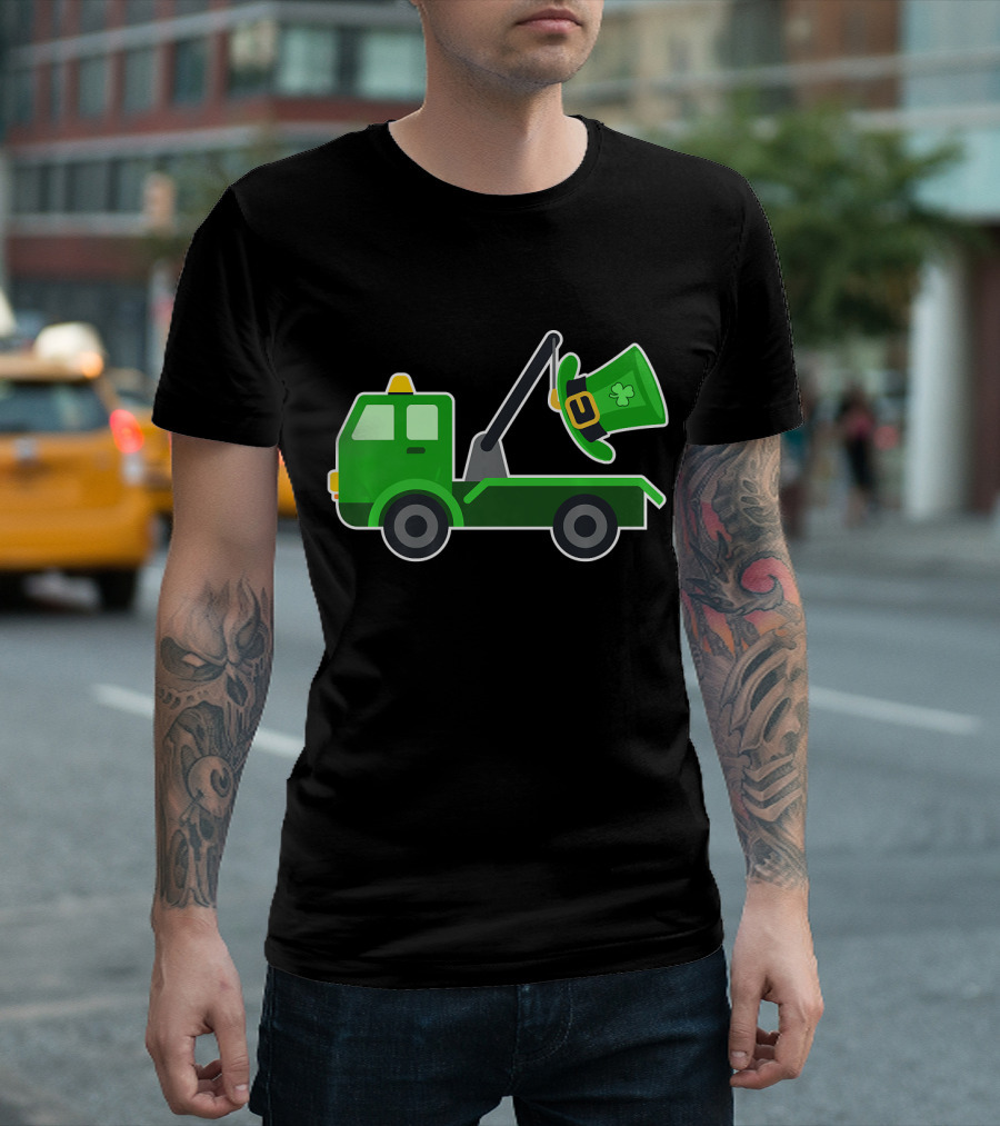 Toddler Boys St Patricks Day Irish Tow Truck with Hat and Shamrock T-Shirt