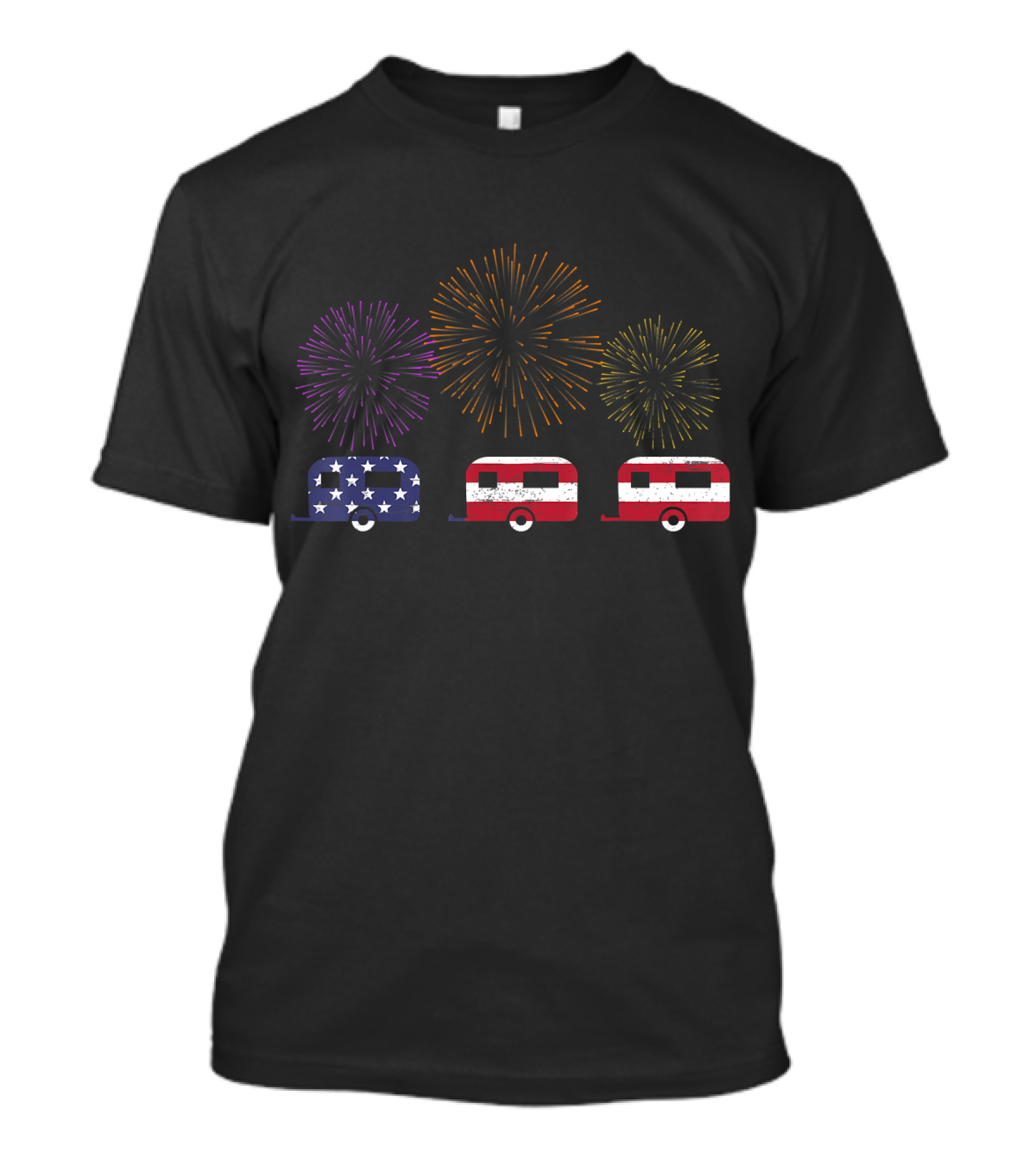 USA Flag RV Camping Fireworks Patriotic T-Shirt