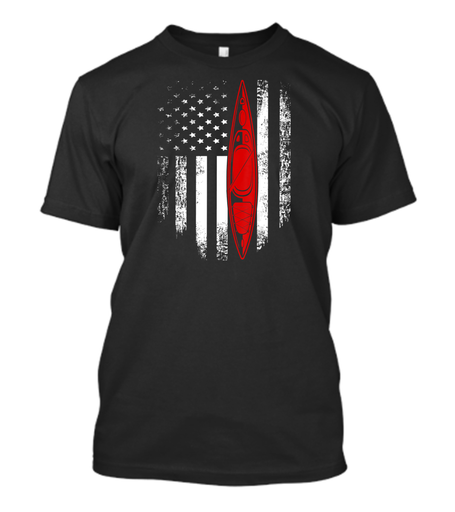 Vintage American USA Flag Kayak Kaya Red Paddle Stars Stripes T-Shirt