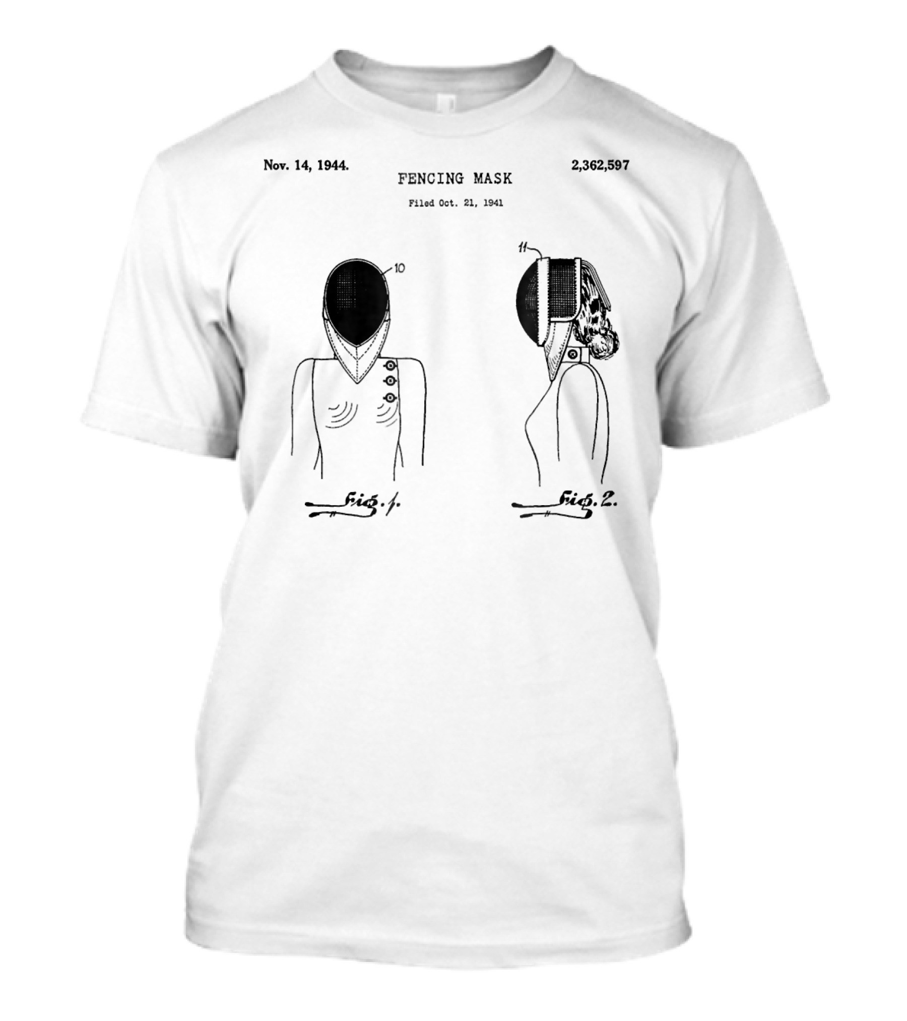 Nov 14 1944 Fencing Mask Patent 2362597 Vintage Foil Sabre T-Shirt