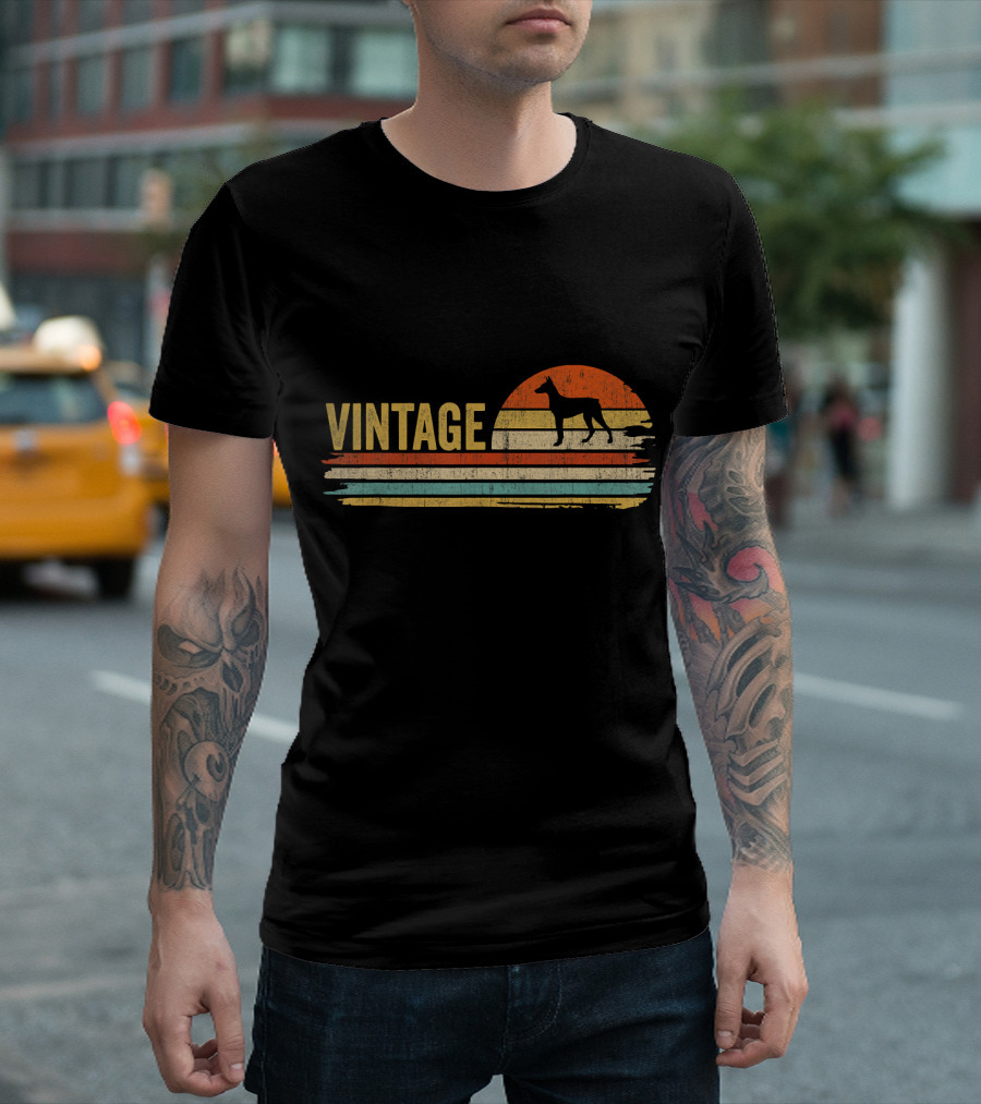 Vintage Sunset Silhouette Doberman Pinscher Dog T-Shirt