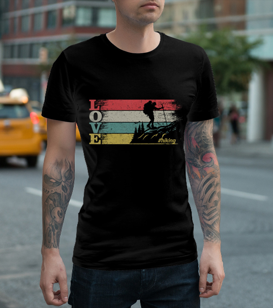 Vintage Retro Love Hiking #Hiking Hiker T-Shirt