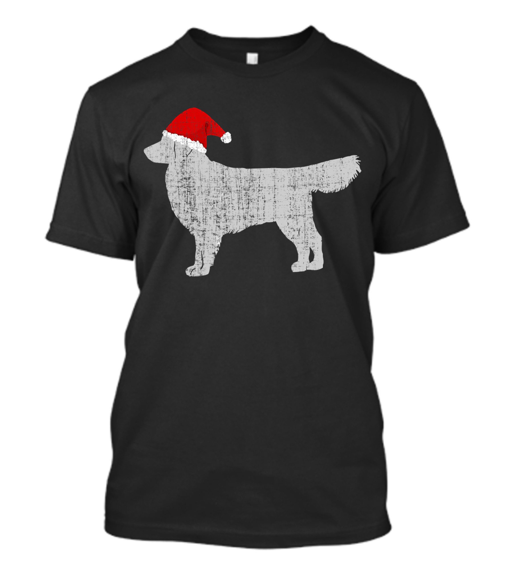 Vintage Santa Hat Golden Retriever Dog Christmas T-Shirt