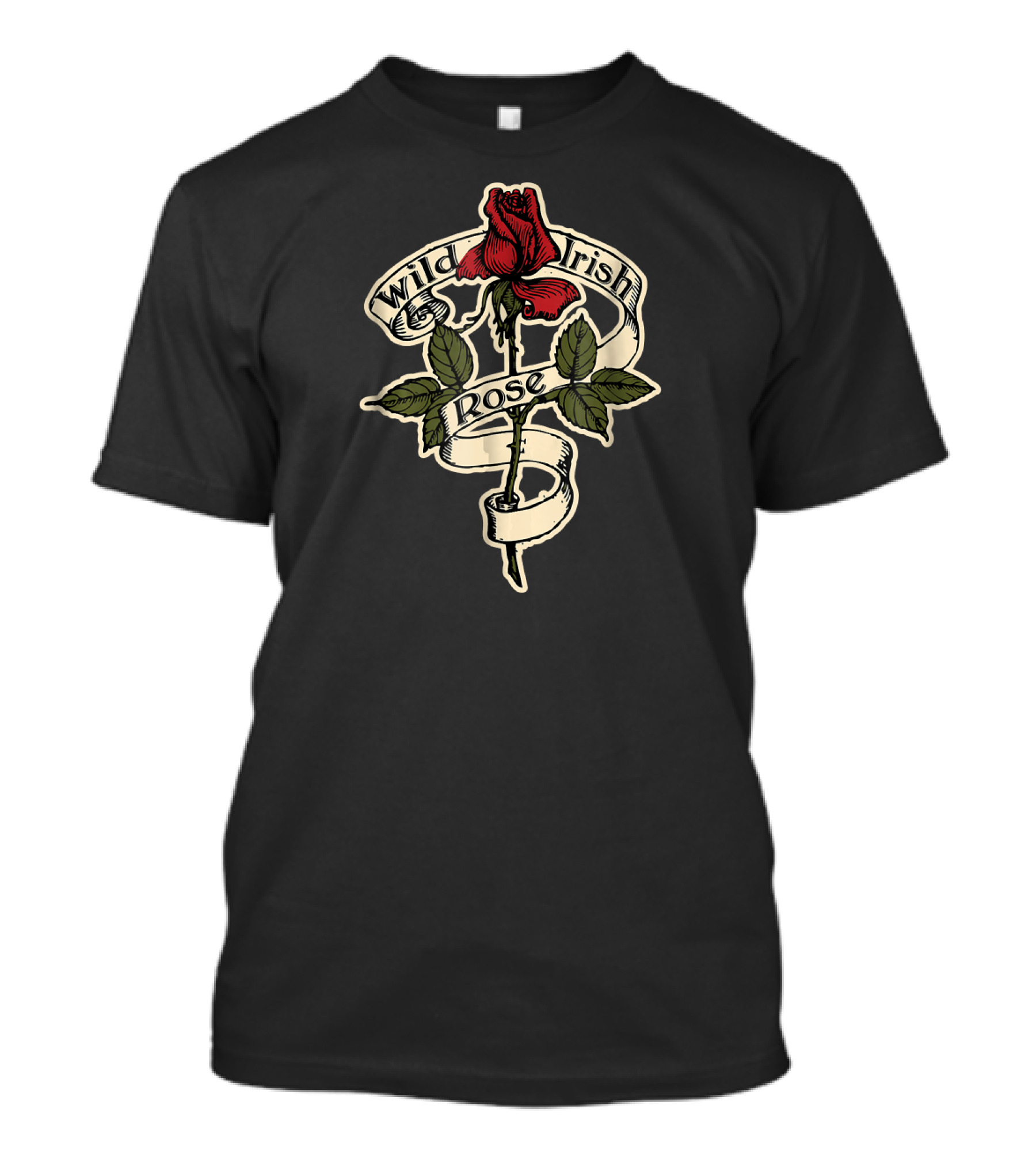 Wild Irish Rose With Red Blooms And Green Leaves For St Patrick's Day T-Shirt