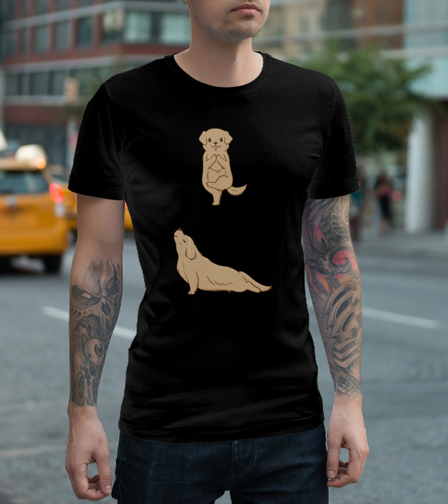 Golden Retriever Inhale Exhale Yoga Pose T-Shirt