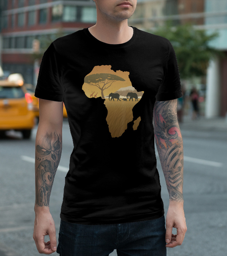 Africa Elephant Safari Map Dad South Ani T-Shirt