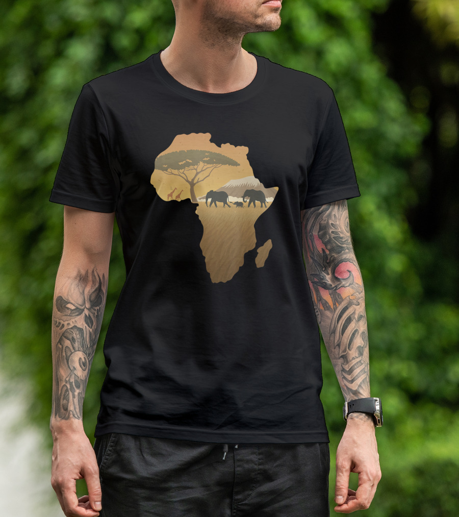 Africa Elephant Safari Map Dad South Ani T-Shirt