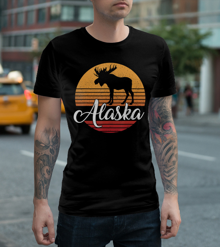 Alaska Moose Vintage Retro Nature Outdoor Wildlife T-Shirt