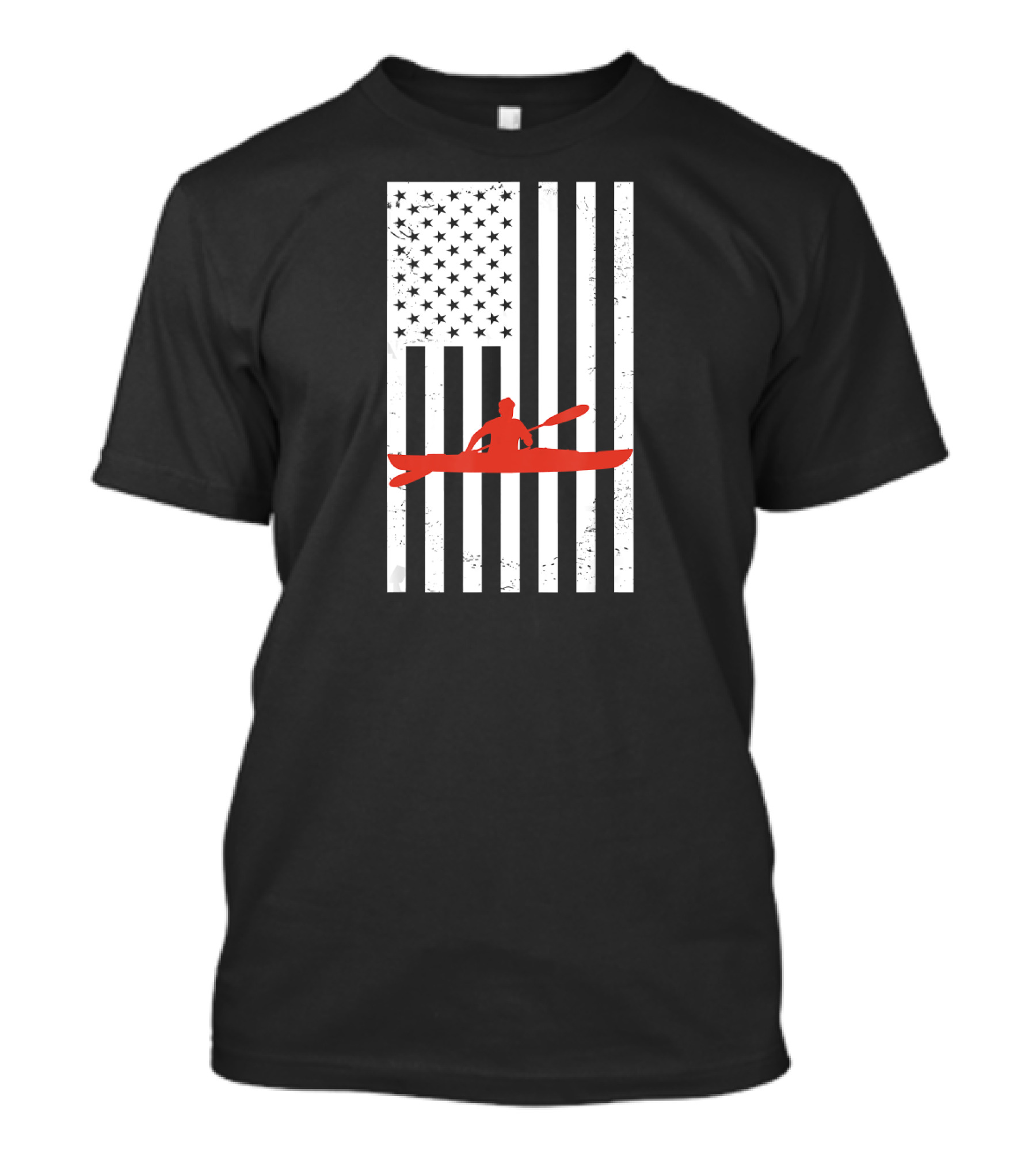 American Flag Kayak Kayaking Patriotic Adventure T-Shirt