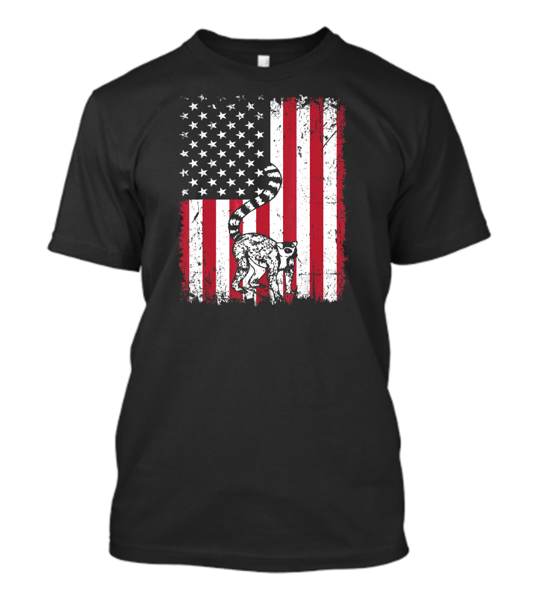 American Flag Lemur Animal Vintage 4th Of July T-Shirt