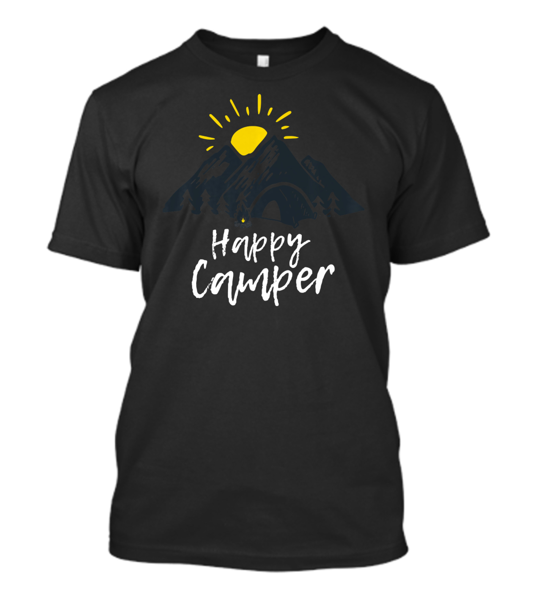 Happy Camper Outdoor Adventure Camping Sun Mountain Scene T-Shirt
