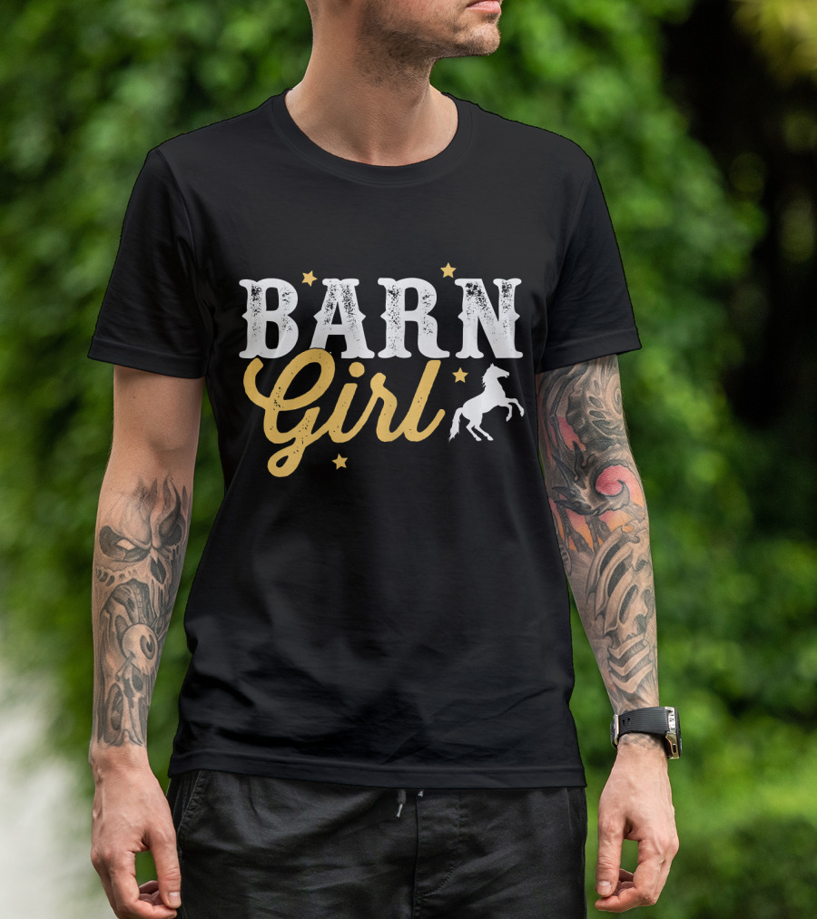 Barn Girl Horse Country Stars And Horse T-Shirt