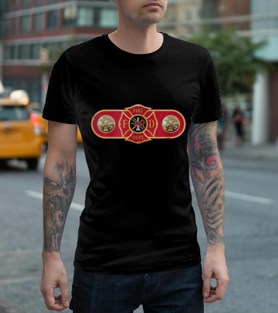 Battalion Chief Firefighter Shield Fire Dept FD 3 Bugl T-Shirt