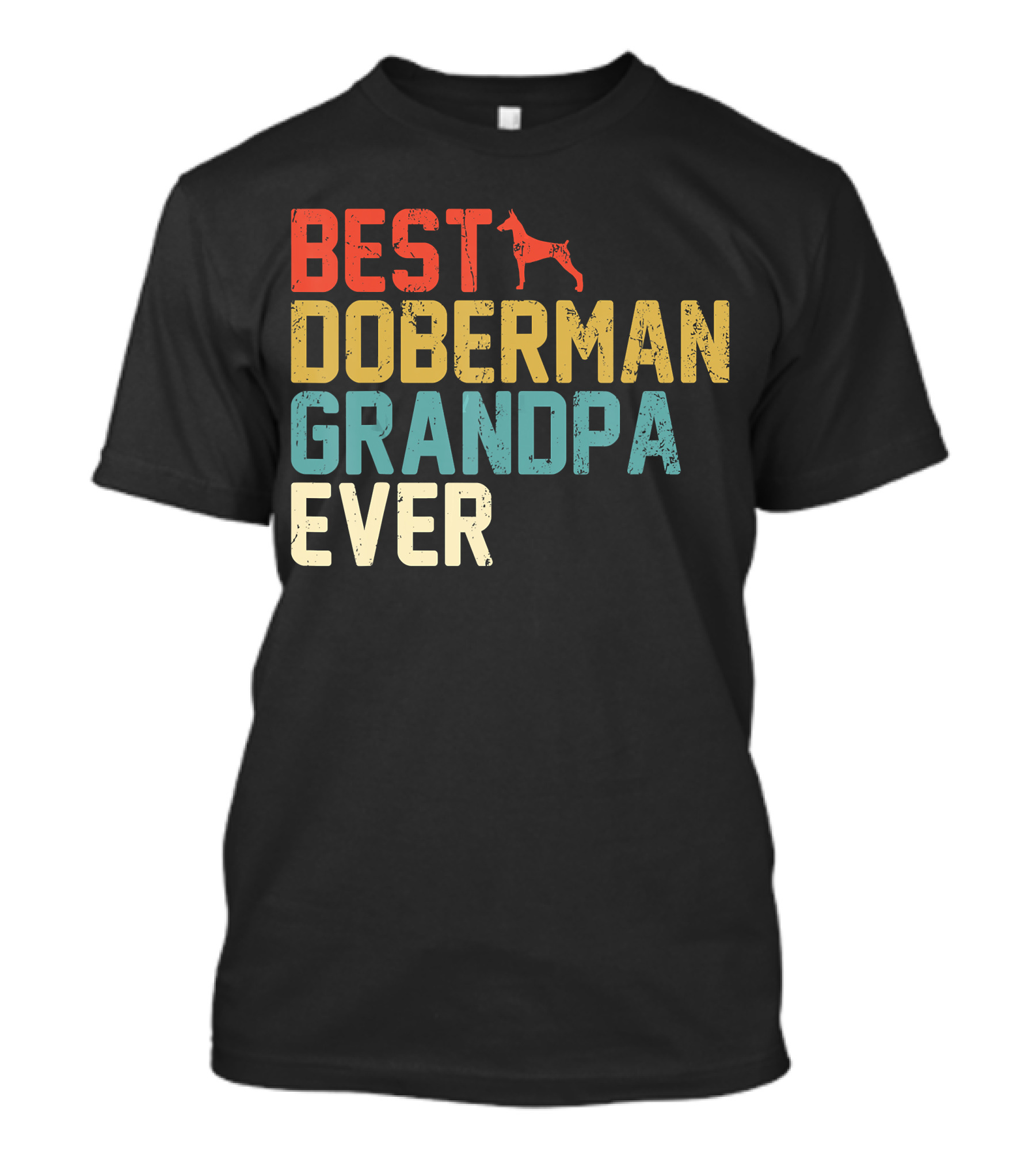 Best Doberman Grandpa Ever Retro Style Text With Dog T-Shirt
