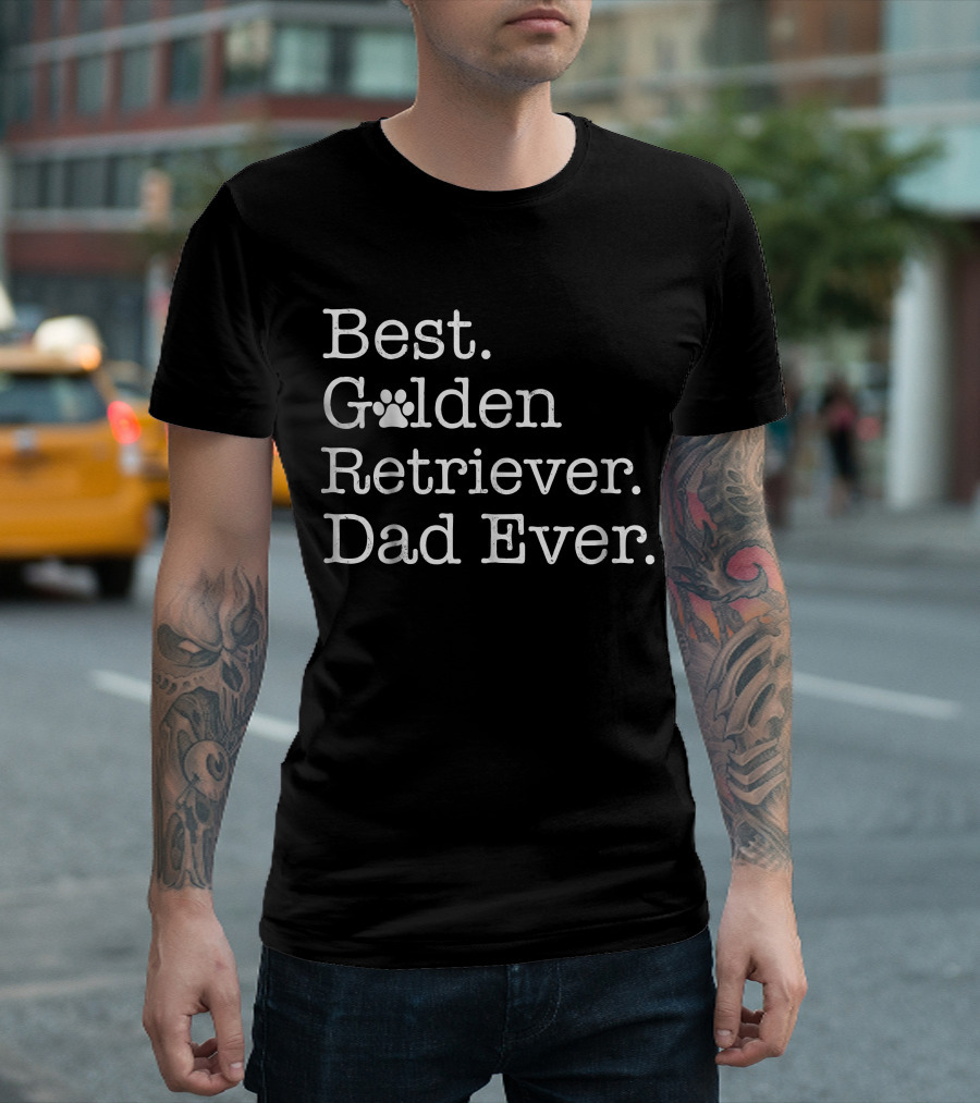 Best Golden Retriever Dad Ever Father's Paw Prints T-Shirt