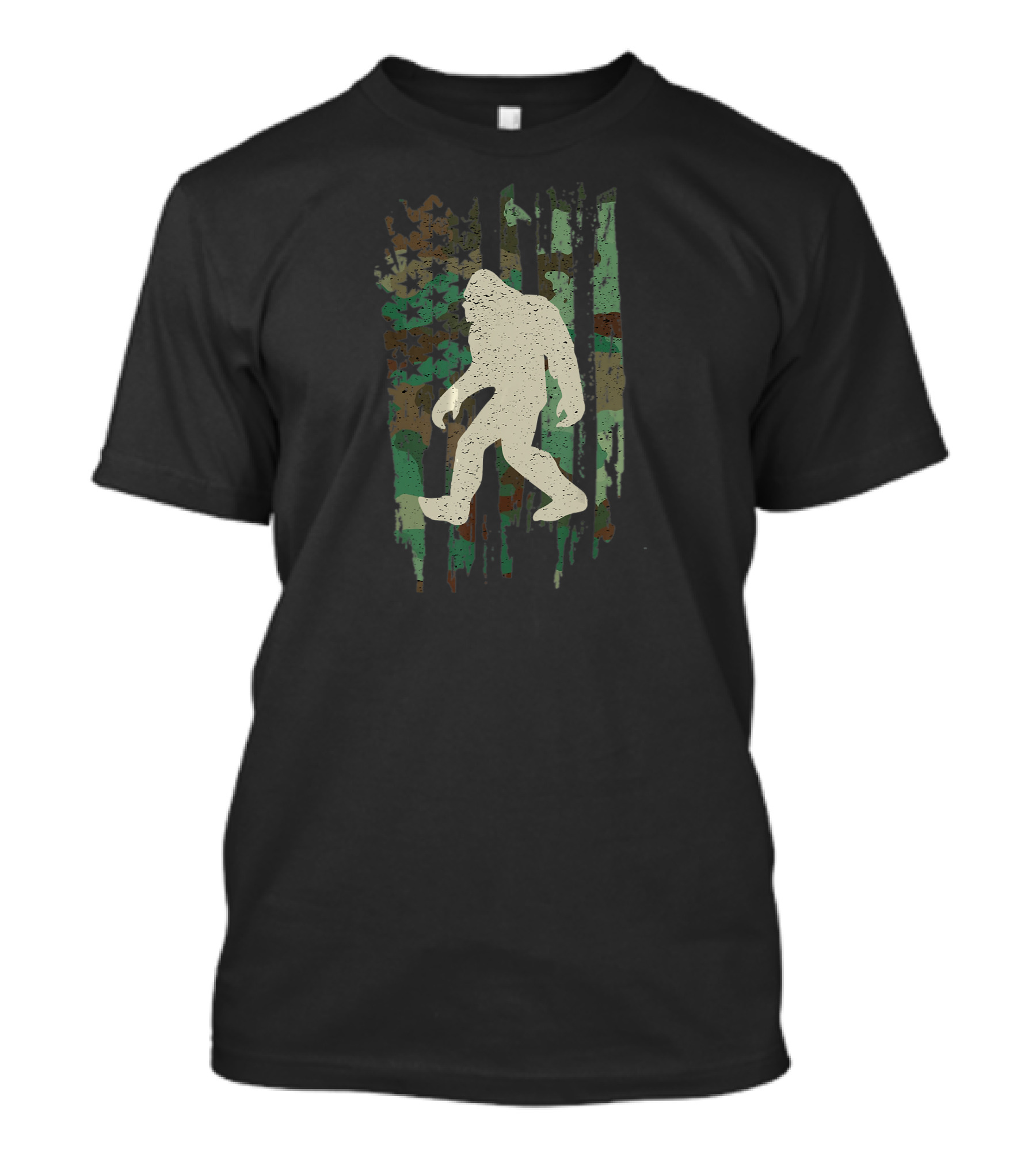 Bigfoot 4th Of July Camouflage American Flag Independence T-Shirt
