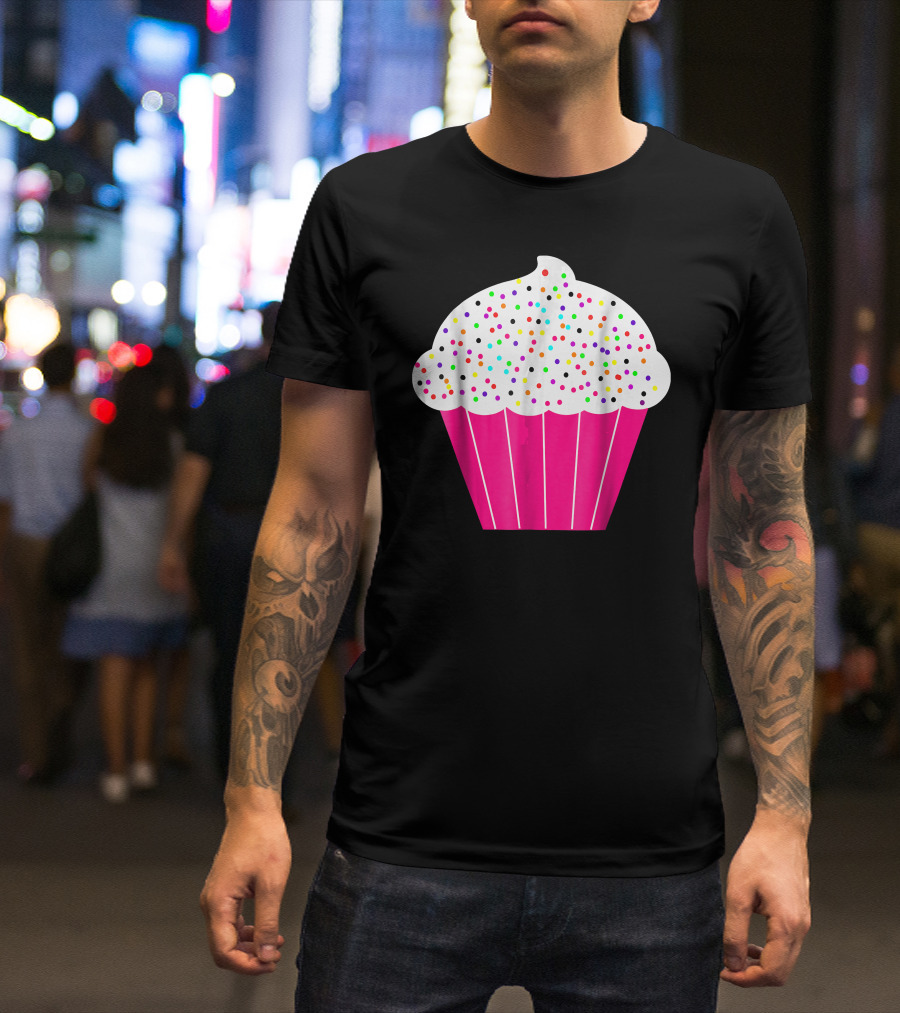 Cupcake Fun Food Costume White Frosting With Colorful Sprinkles T-Shirt
