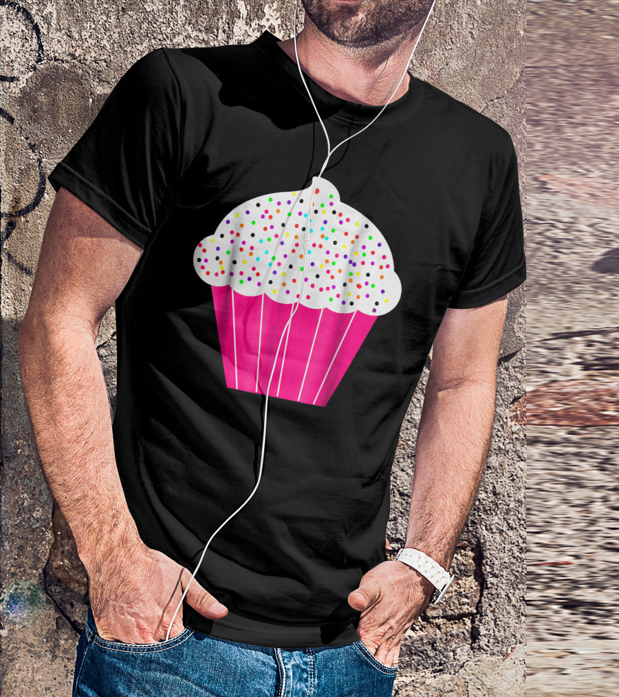 Cupcake Fun Food Costume White Frosting With Colorful Sprinkles T-Shirt