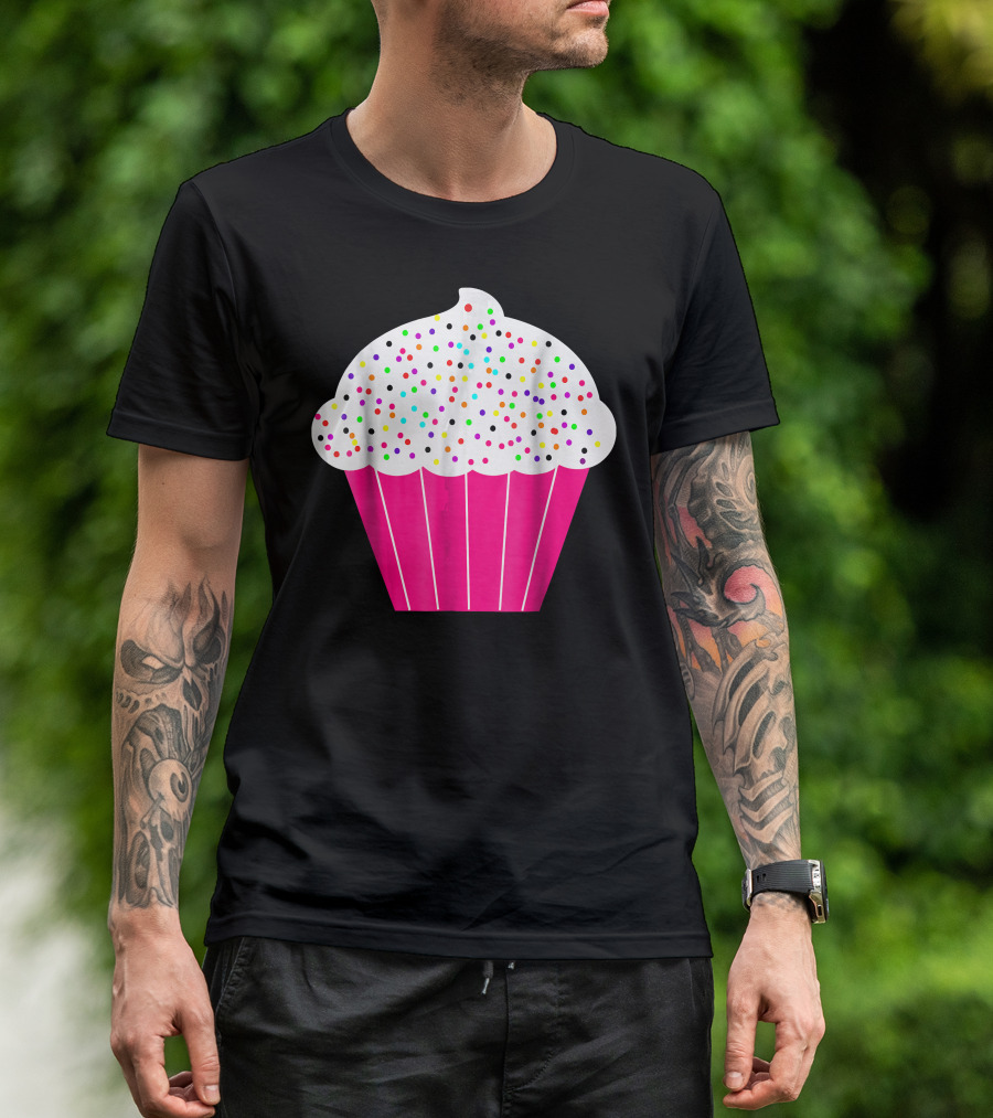 Cupcake Fun Food Costume White Frosting With Colorful Sprinkles T-Shirt