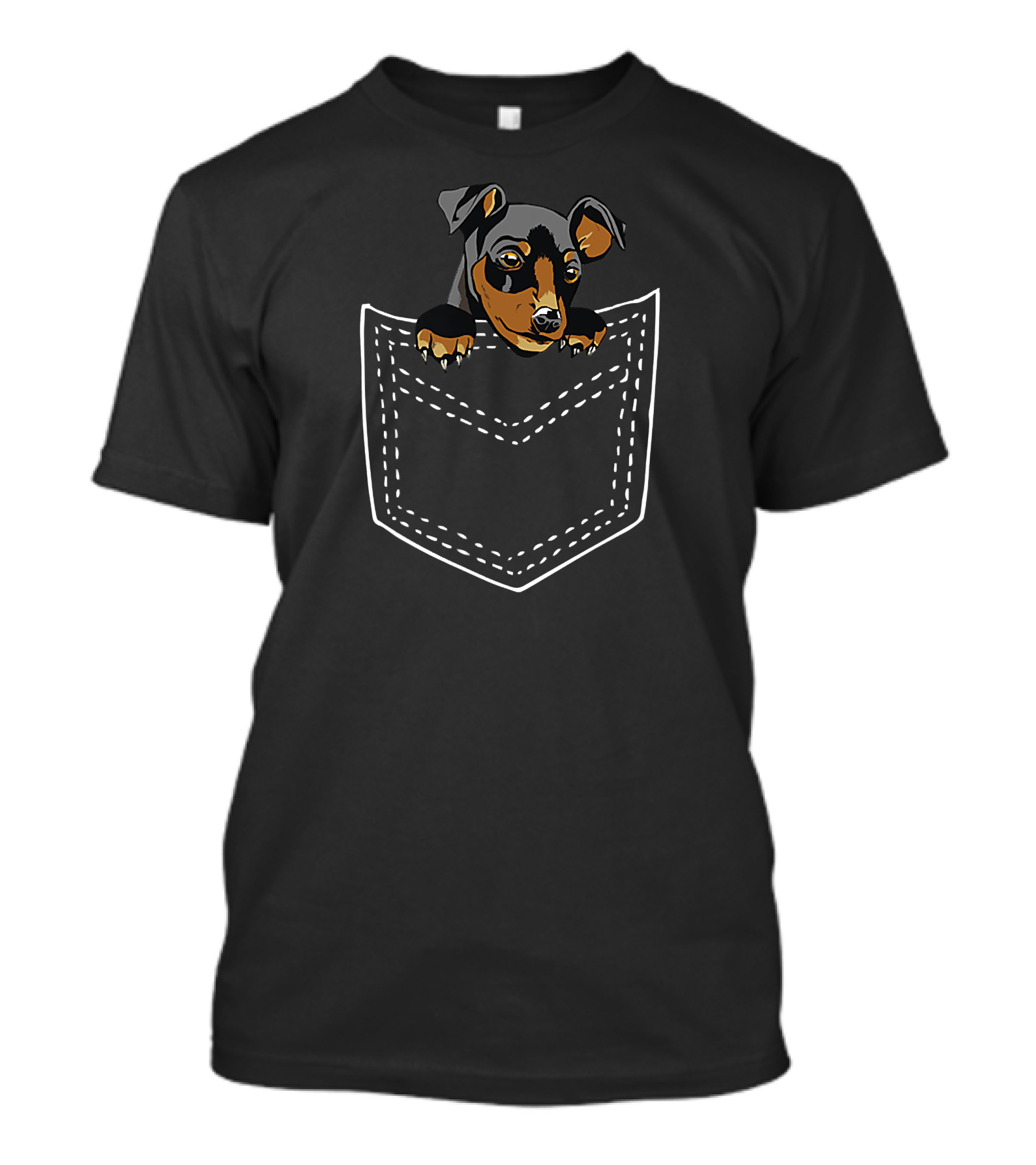 Doberman Pinscher Puppy In Pocket T-Shirt