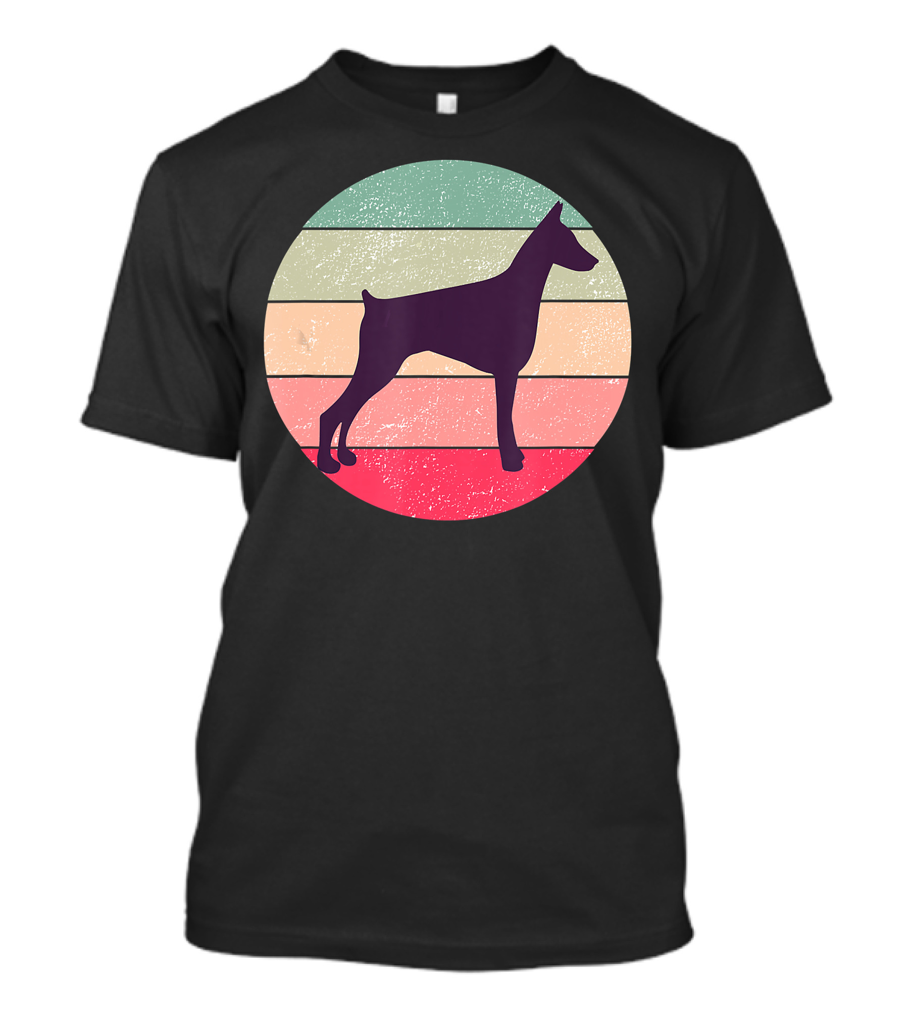 Doberman Pinscher Vintage Stripes Retro Circle T-Shirt