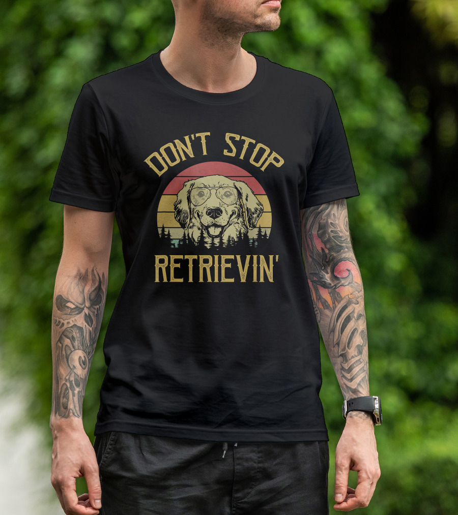 Don't Stop Retrievin' Vintage Golden Retro Dog Sunglasses T-Shirt