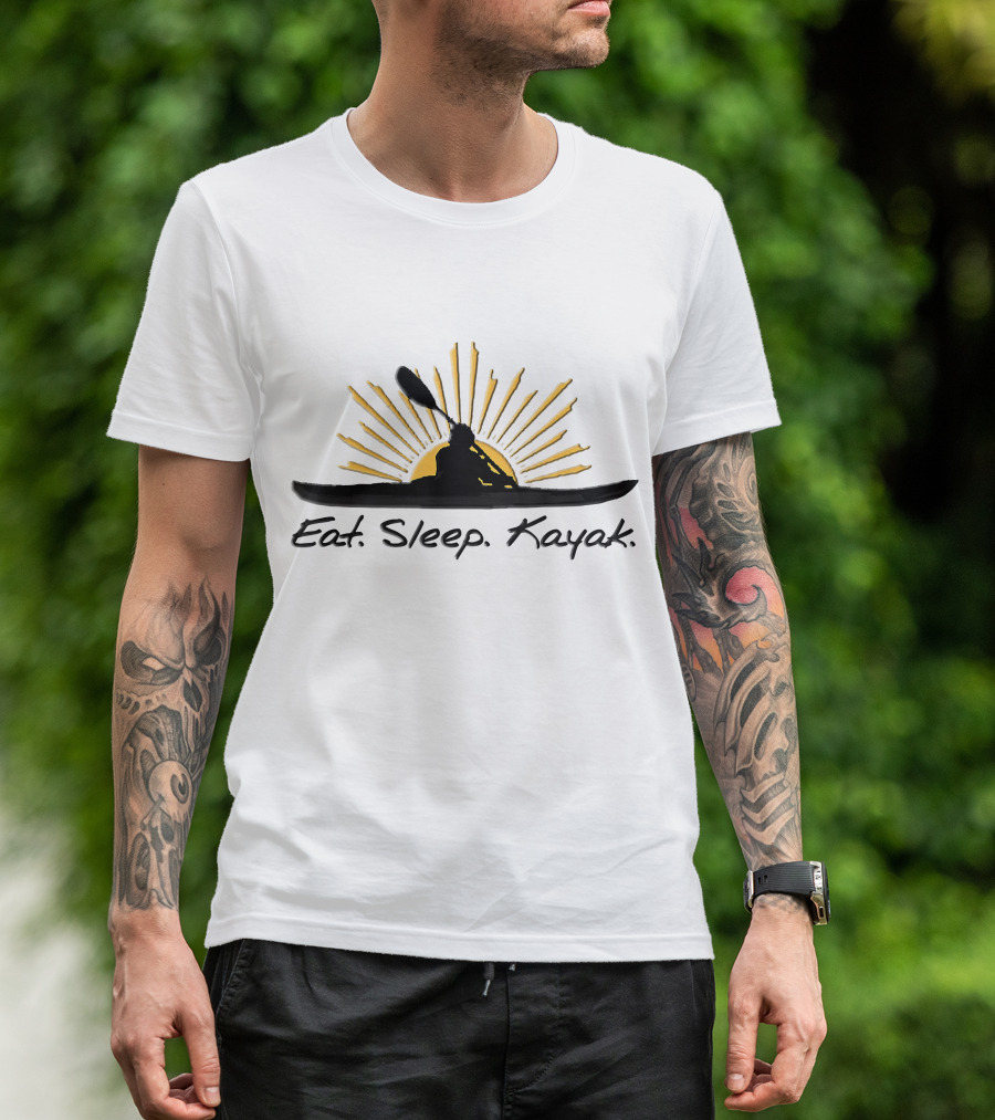 Eat Sleep Kayak Funny Sunburst I Love Kayaking T-Shirt