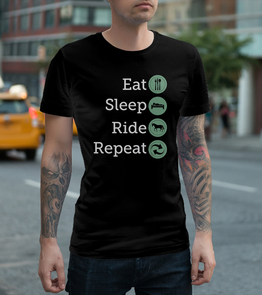 Eat Sleep Ride Repeat Horse Equestrian Lifestyle Cycle T-Shirt