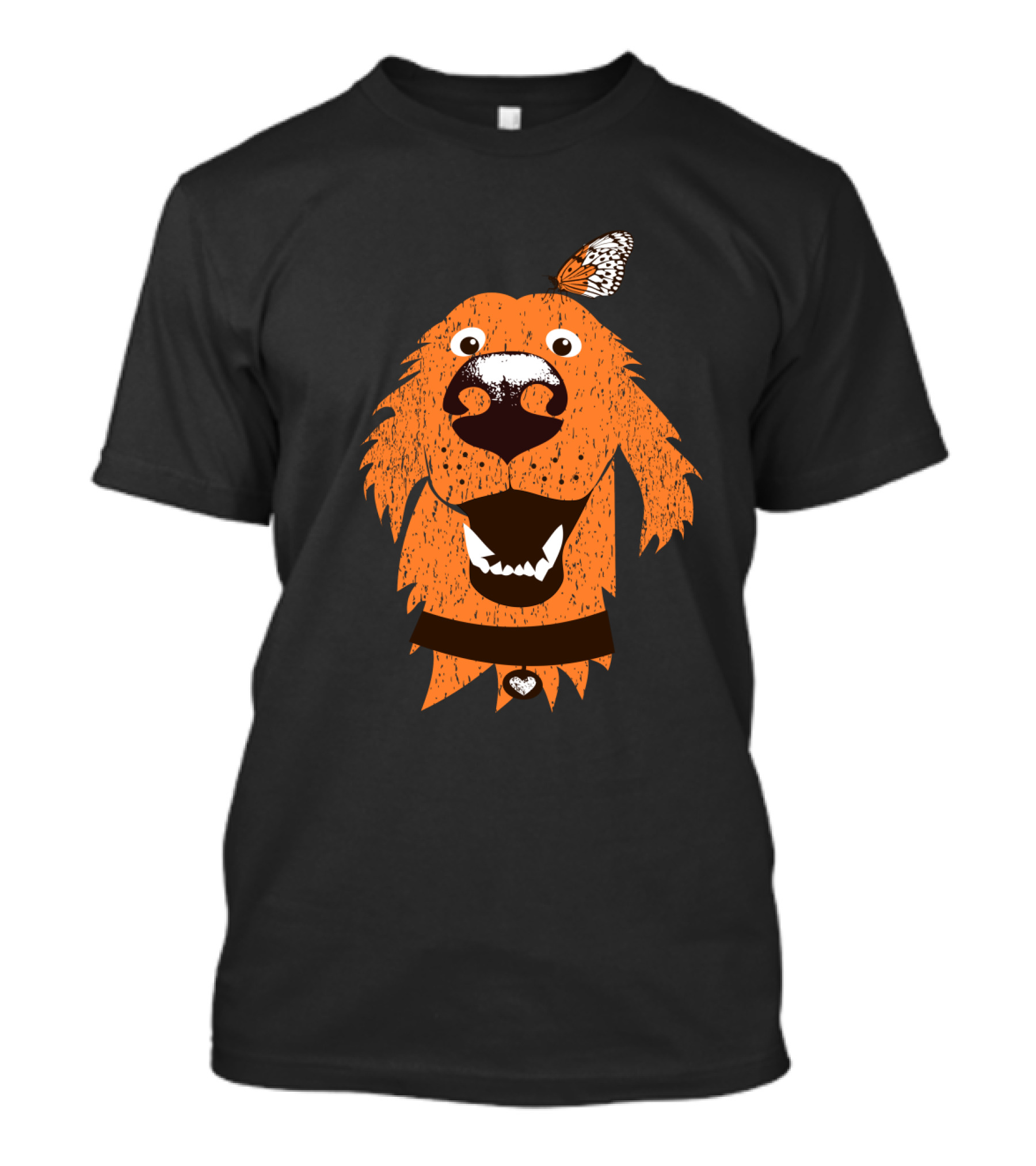 Orange Dog With Butterfly Companion And Heart Collar T-Shirt