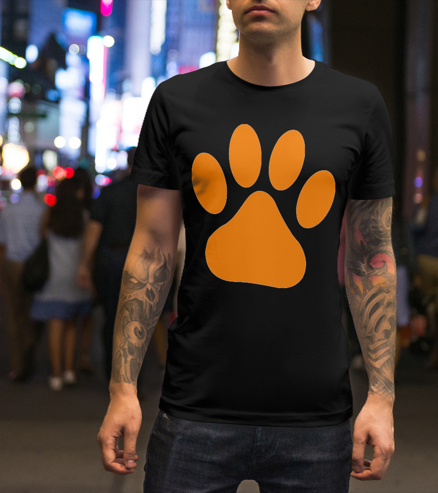 Orange Dog Paw Print T-Shirt