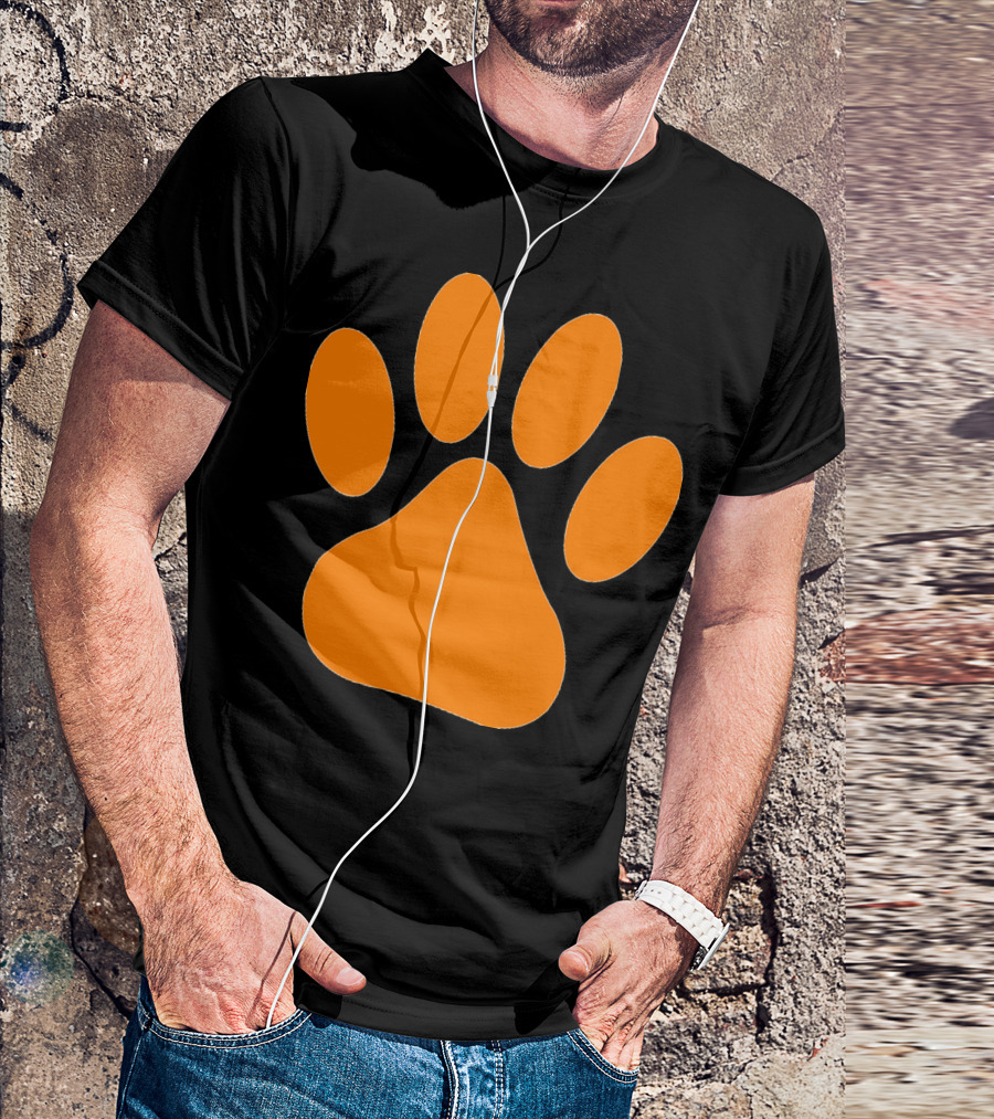 Orange Dog Paw Print T-Shirt
