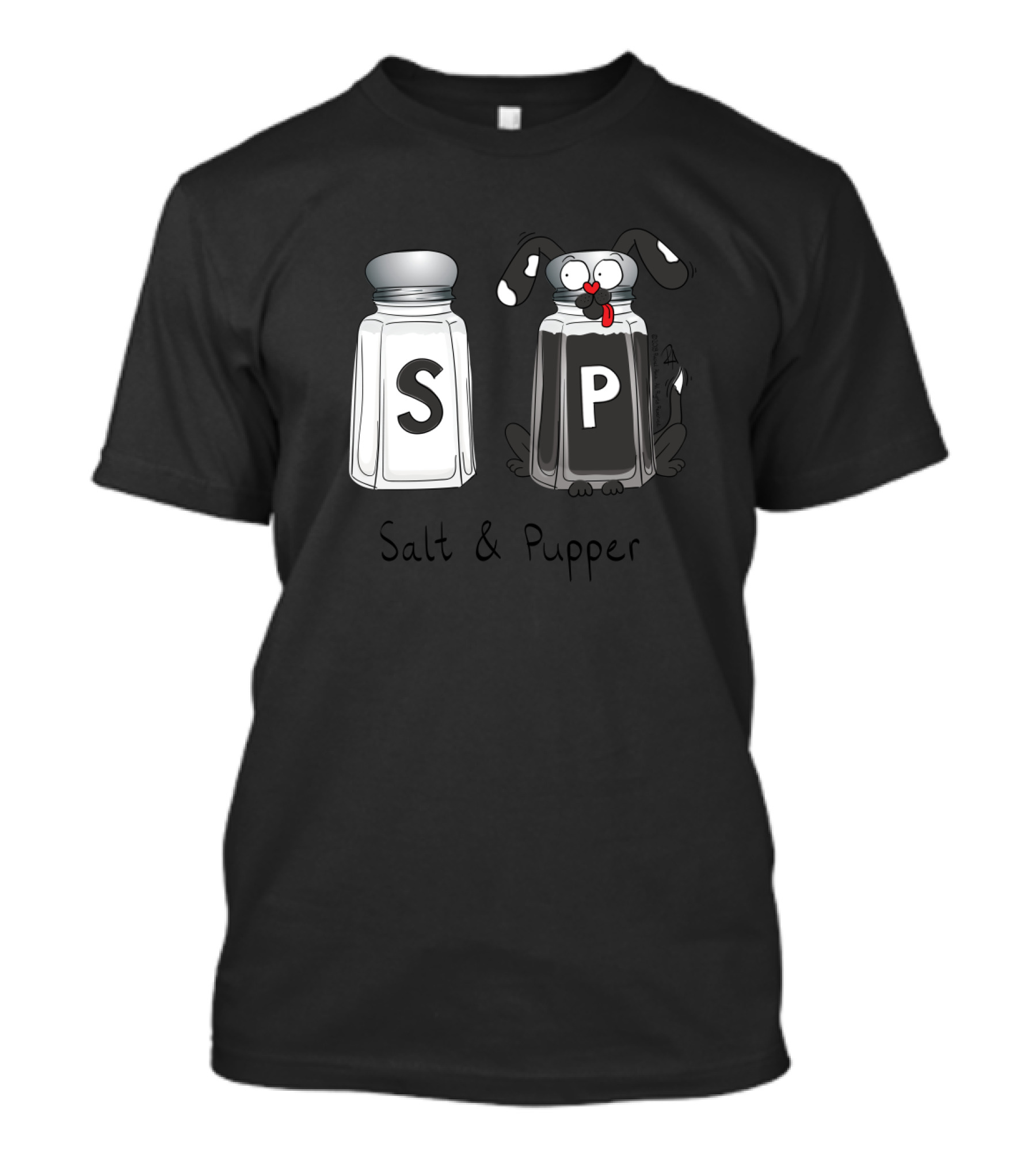 Salt And Pupper S P Puppy Dog Pepper Playful Kitchen Humor T-Shirt