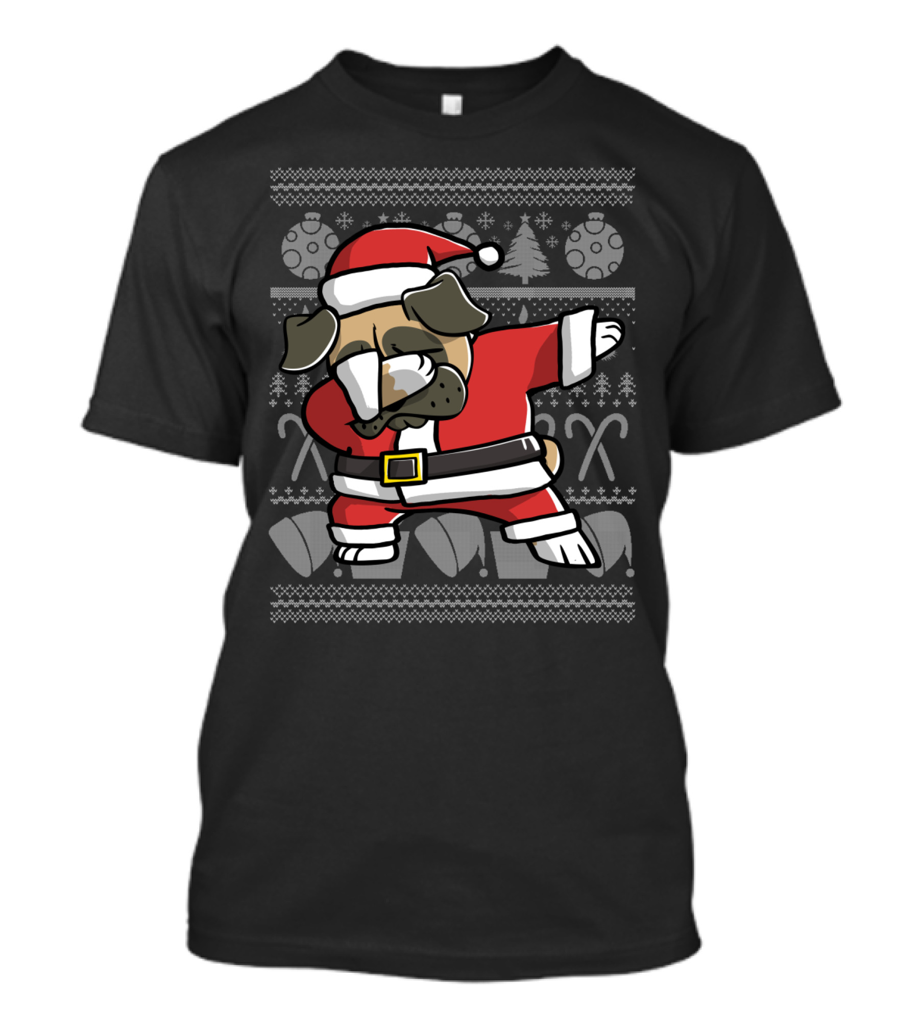 Santa Pug Dabbing Christmas Dance Move Ugly T-Shirt