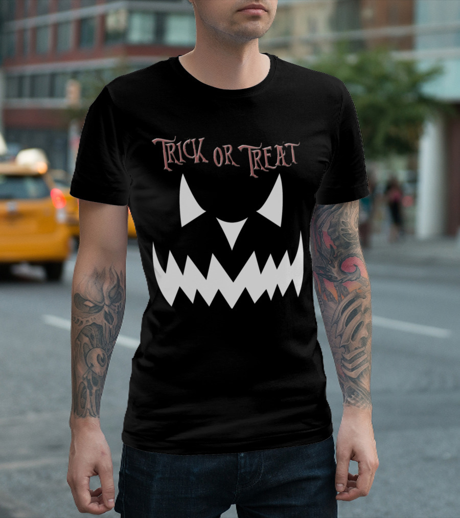 Trick Or Treat Evil Pumpkin Smile Face White T-Shirt