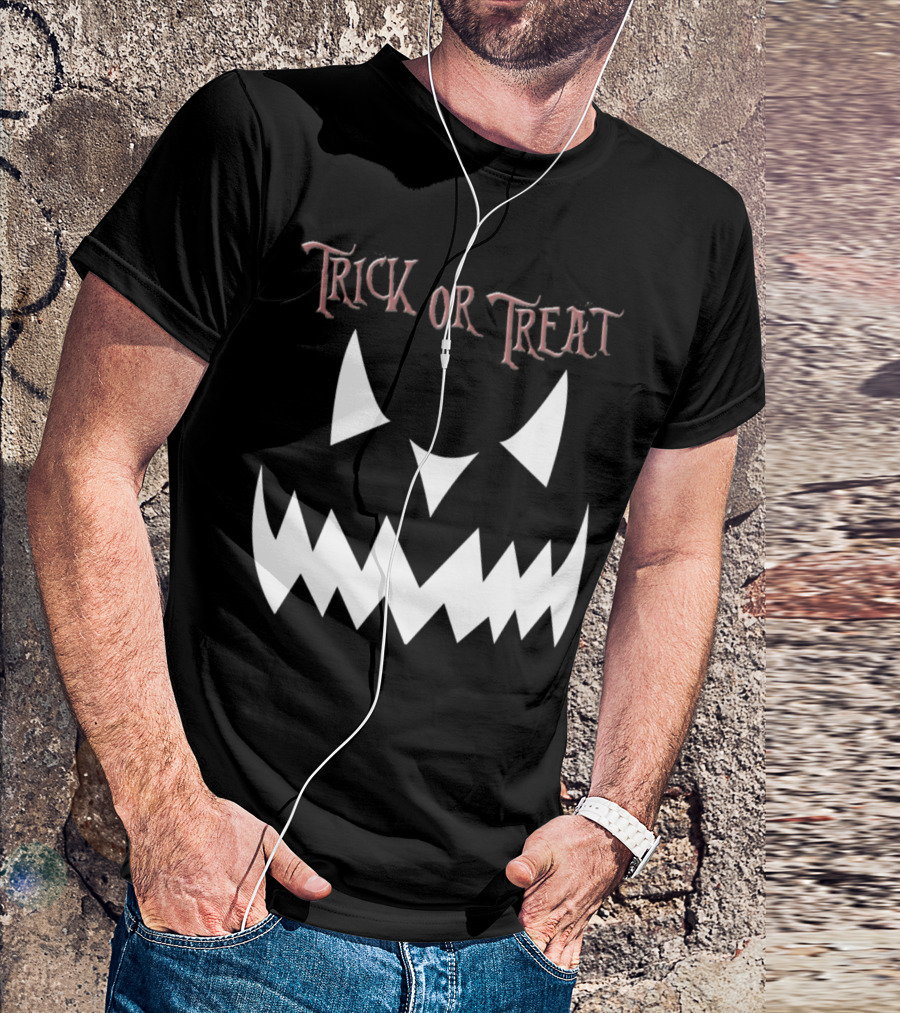 Trick Or Treat Evil Pumpkin Smile Face White T-Shirt