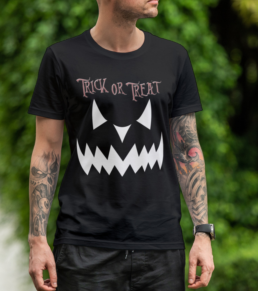 Trick Or Treat Evil Pumpkin Smile Face White T-Shirt