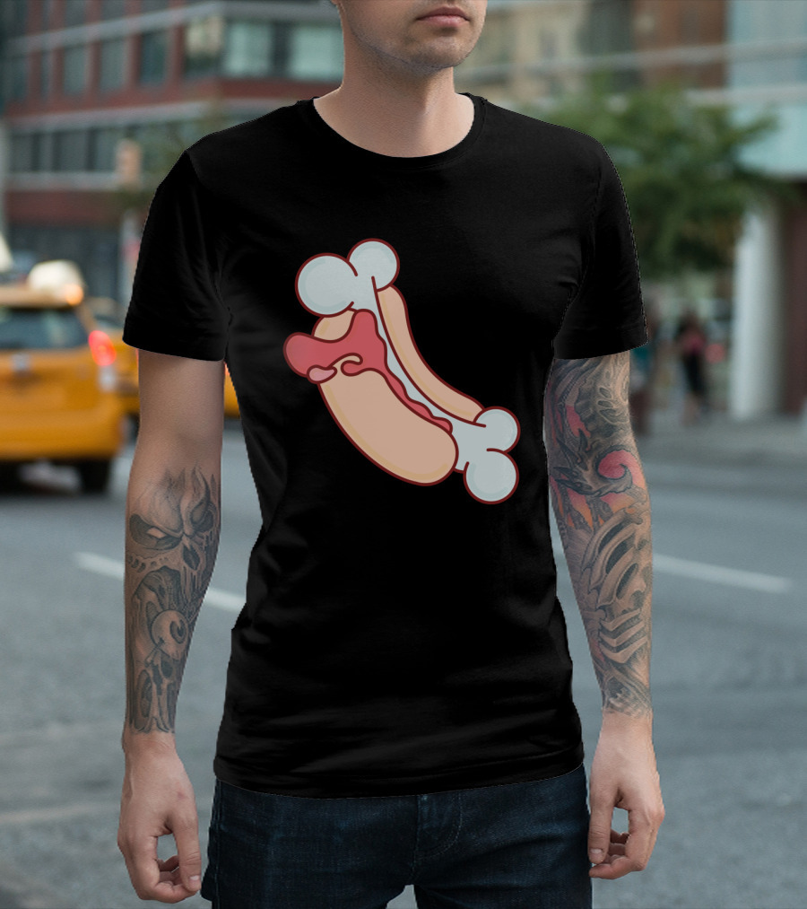 Boned Dog Hotdog Illustration with Bone Elements T-Shirt