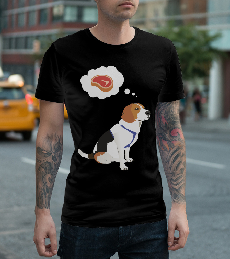 Beagle Dog with Steak Dream in Thought Bubble T-Shirt