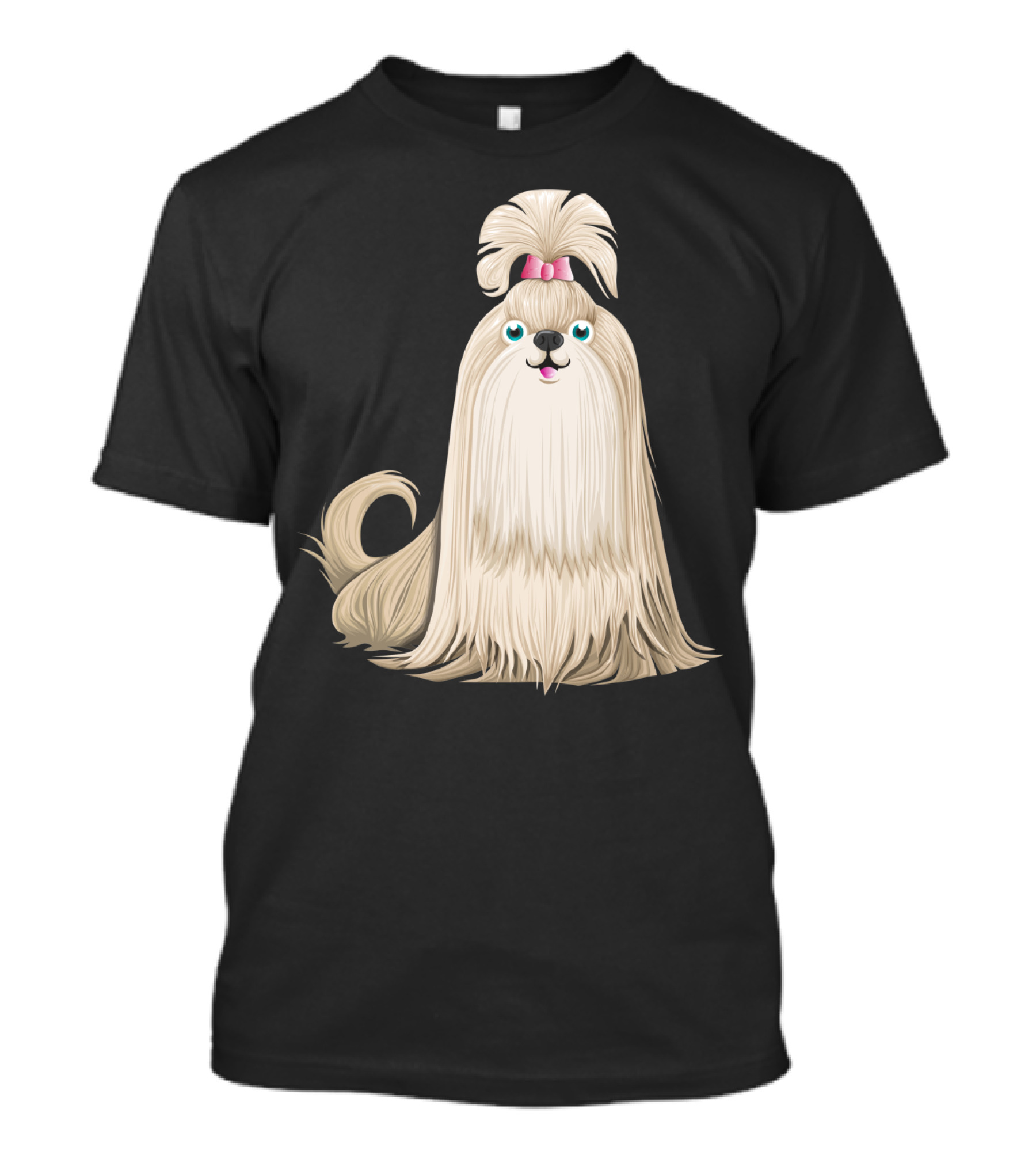 Shih Tzu Dog With Pink Bow And Long Flowing Fur T-Shirt