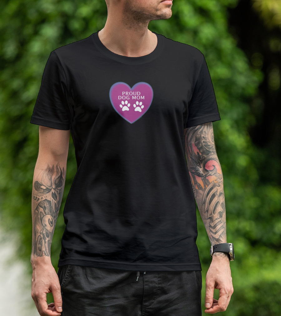 Proud Dog Mom Heart With Paw Prints T-Shirt