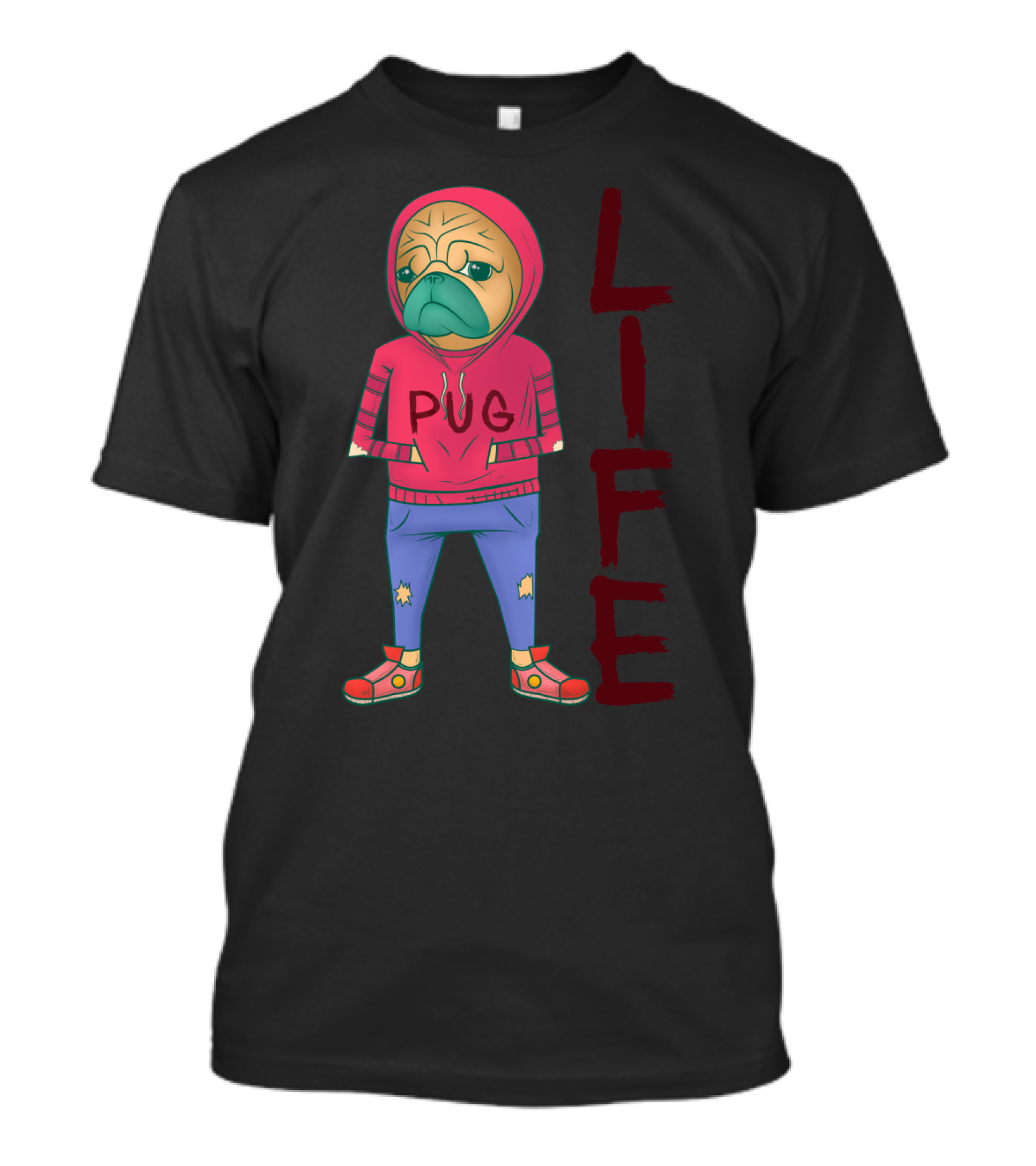 Pug Life Hoodie Dog Puppy Illustration Pug Lover T-Shirt
