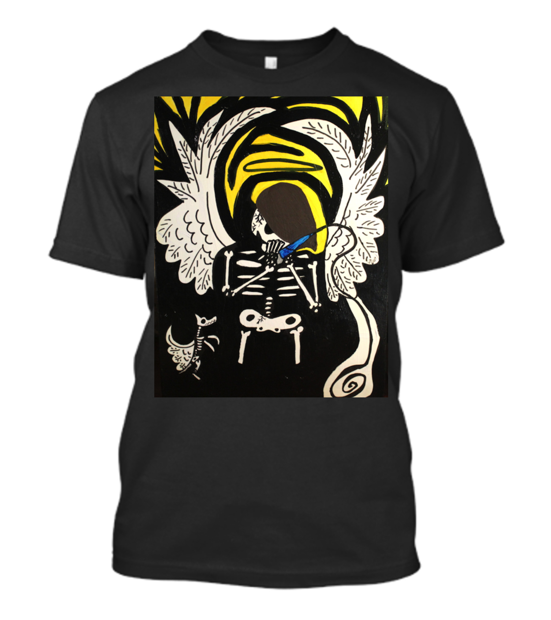 Tony Johnson And His Dog Ace Surreal Skeleton With Angel Wings And Halo T-Shirt