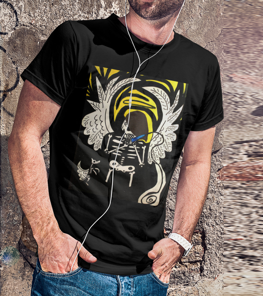 Tony Johnson And His Dog Ace Surreal Skeleton With Angel Wings And Halo T-Shirt