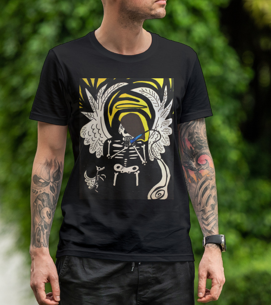 Tony Johnson And His Dog Ace Surreal Skeleton With Angel Wings And Halo T-Shirt