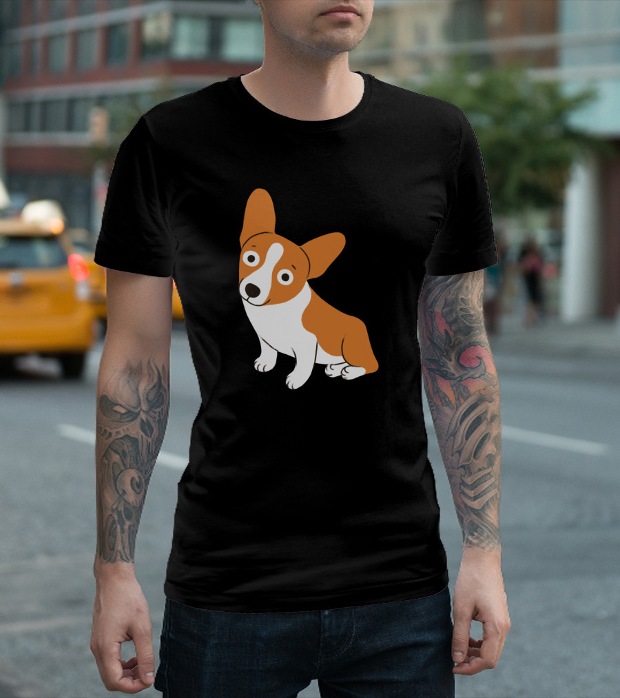 Cute Corgi Happy Dog Playful Expression Whimsical Pose T-Shirt