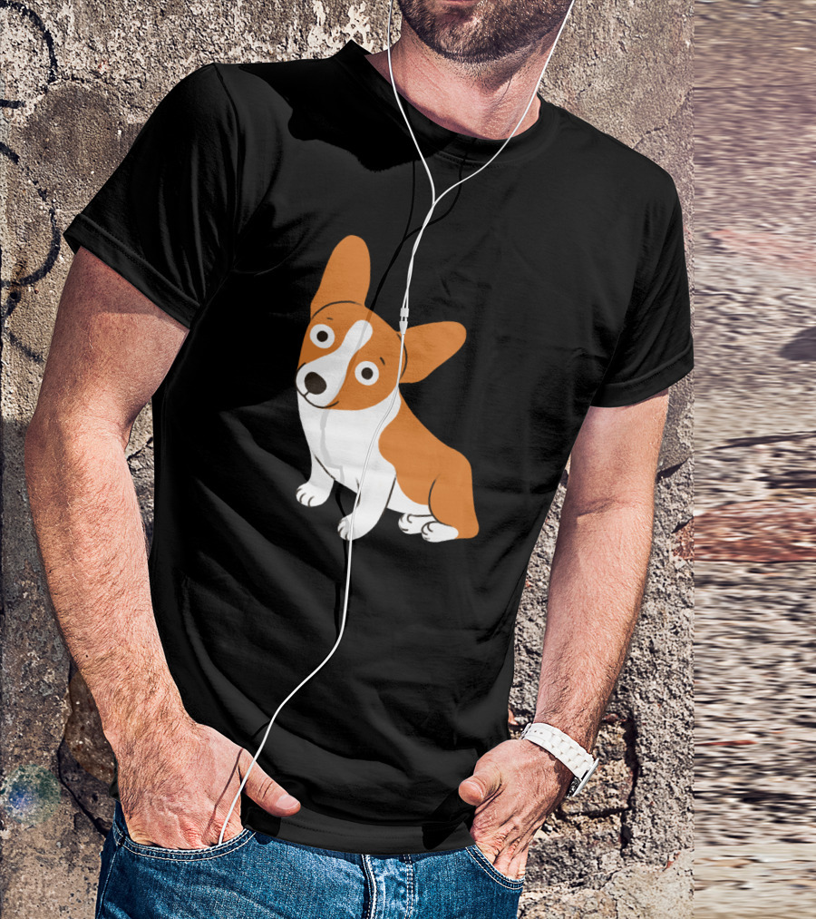Cute Corgi Happy Dog Playful Expression Whimsical Pose T-Shirt