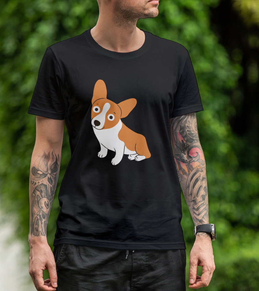 Cute Corgi Happy Dog Playful Expression Whimsical Pose T-Shirt