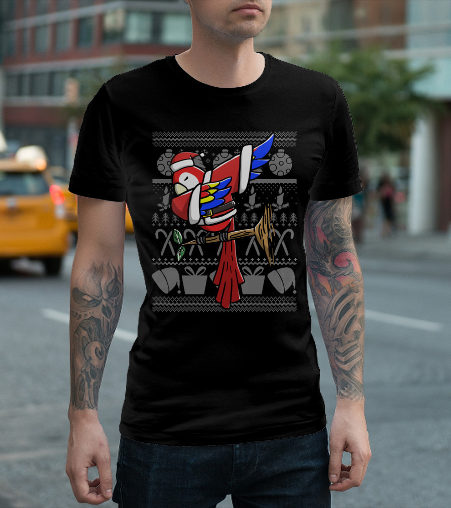 Santa Parrot Dab Dance Move Christmas T-Shirt